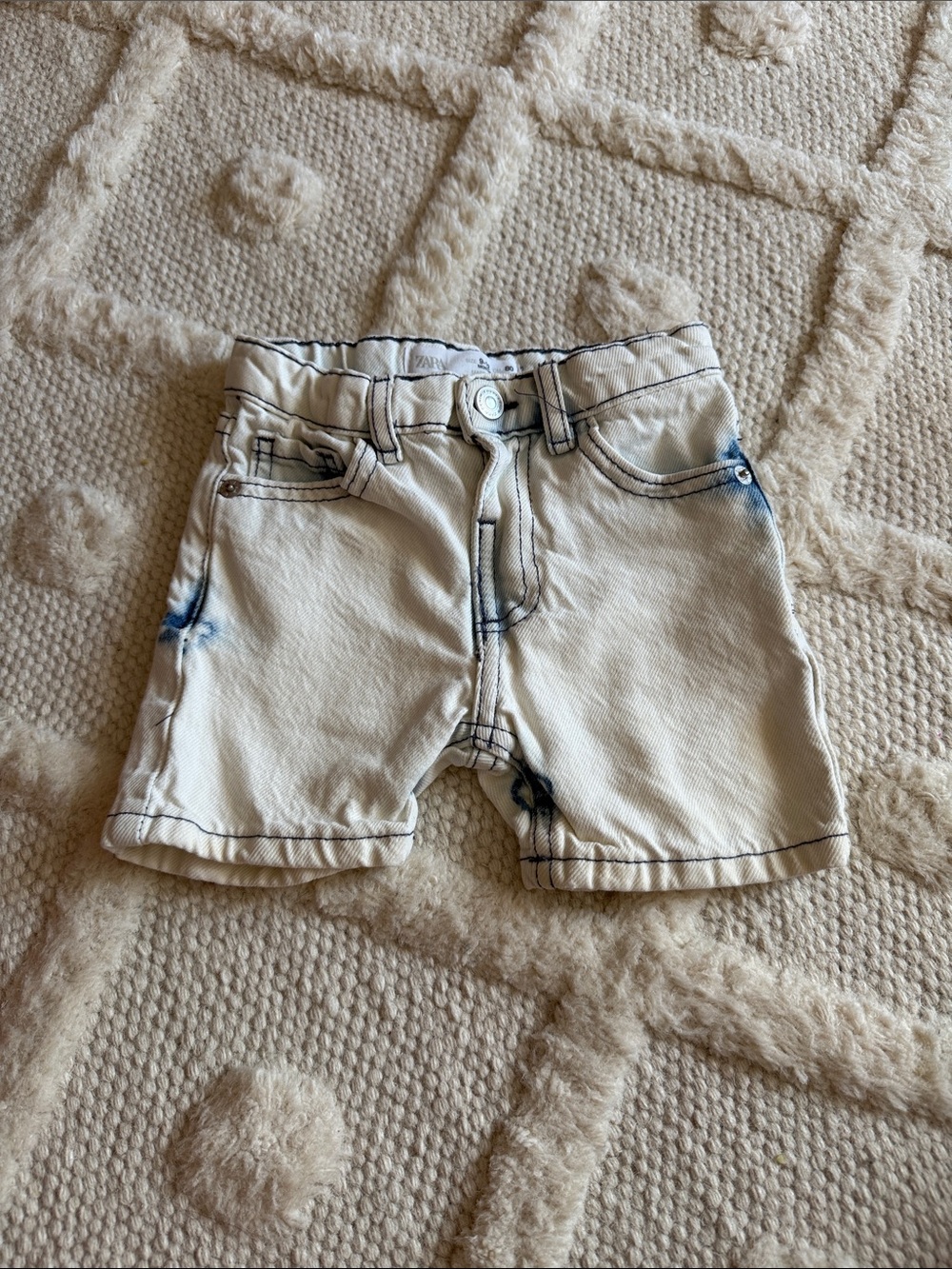 Zara Kids Blue and White Denim Shorts with Blue Accent